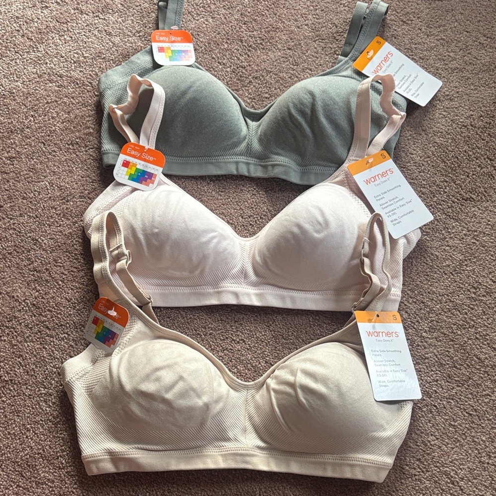 Warner's lightly lined set of 3 small wireless bras NWT
